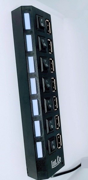 Multipuertos USB 2.0 Interruptor Individual LED 7 puertos HUB