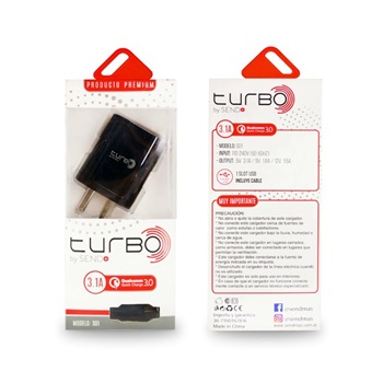 Cargador Send+ S01 Turbo 3.1a Micro Usb Negro