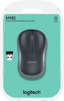 Mouse Inalambrico Logitech M185 Negro Con Gris